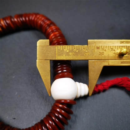 Flat Yak Bone Mala,0.55" - Tibetan Buddhist mala beads, size reference