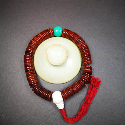 Flat Yak Bone Mala,0.55" - Tibetan Buddhist mala beads, view 5