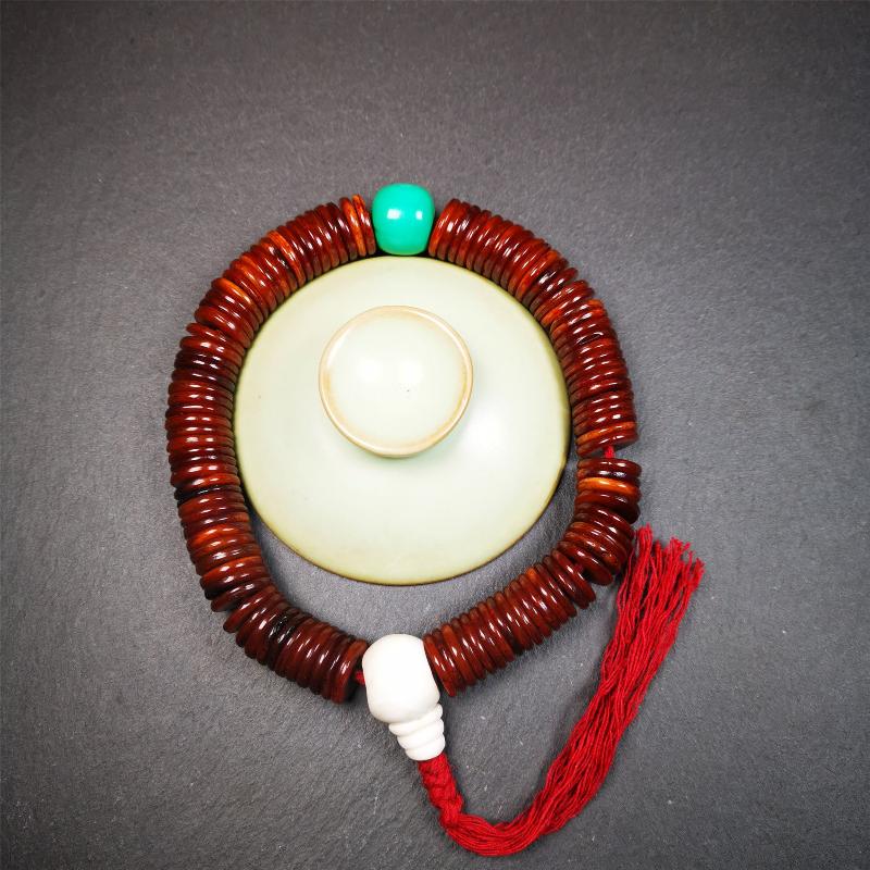 Flat Yak Bone Mala,0.55" - Tibetan Buddhist mala beads, view 5