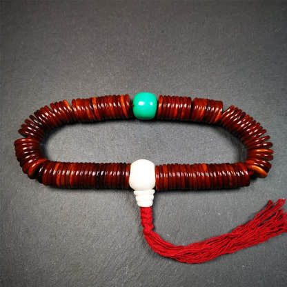 Flat Yak Bone Mala,0.55" - Tibetan Buddhist mala beads, view 6