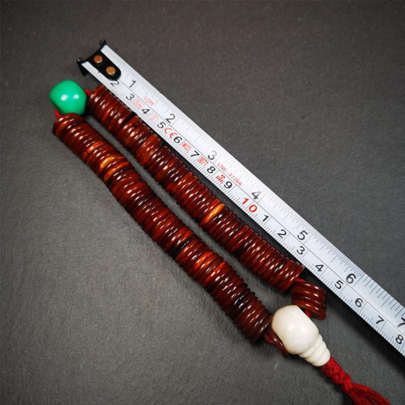 Flat Yak Bone Mala,0.55" - Tibetan Buddhist mala beads, view 8