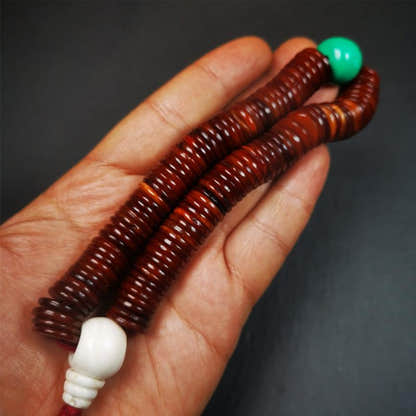 Flat Yak Bone Mala,0.55" - Tibetan Buddhist mala beads, view 7