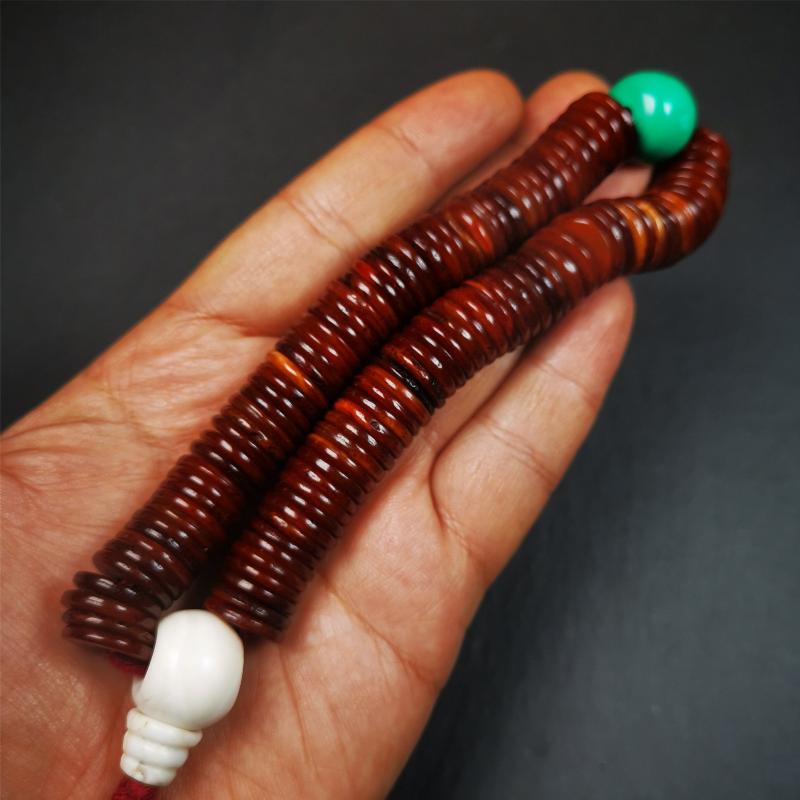 Flat Yak Bone Mala,0.55" - Tibetan Buddhist mala beads, view 7