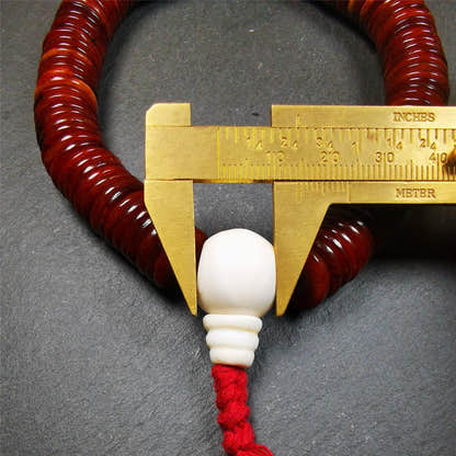 Flat Yak Bone Mala,0.55" - Tibetan Buddhist mala beads, view 12