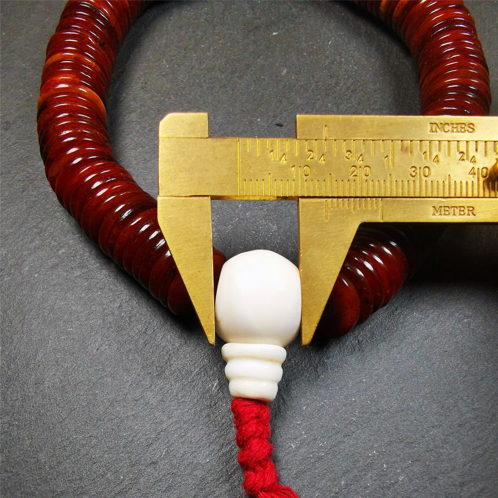 Flat Yak Bone Mala,0.55" - Tibetan Buddhist mala beads, view 12