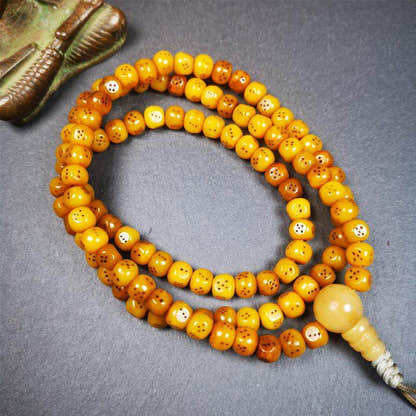 7mm Yak Bone Dice Mala,68cm - Tibetan Buddhist mala beads, close-up detail