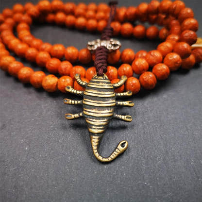 Scorpion Guru Amulet 1.57" - Tibetan Buddhist amulet, detailed view