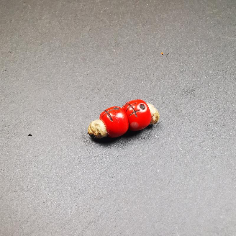 1 Pair of Plastic Skull Beads 0.4" - Tibetan Buddhist art, view 6