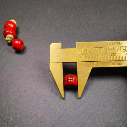 1 Pair of Plastic Skull Beads 0.4" - Tibetan Buddhist art, size reference