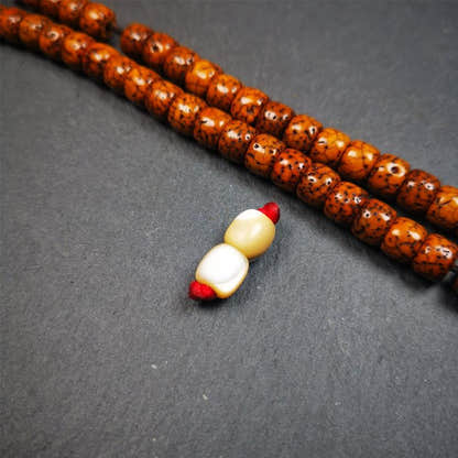 1 Pair of Fish Bone Skull Beads 0.3" - Tibetan Buddhist art, view 4