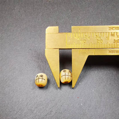 1 Pair of Fish Bone Skull Beads 0.3" - Tibetan Buddhist art, view 9