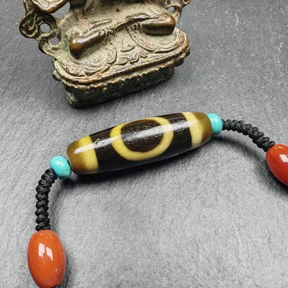 Sky & Earth Dzi Bead Necklace,1.5" - Tibetan Buddhist bead necklace, view 5