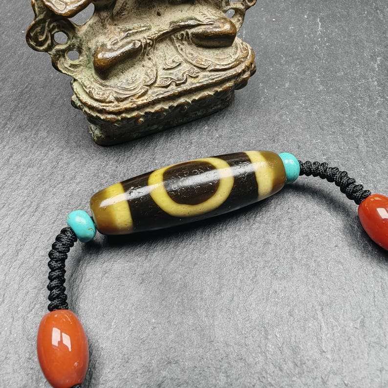 Sky & Earth Dzi Bead Necklace,1.5" - Tibetan Buddhist bead necklace, view 5