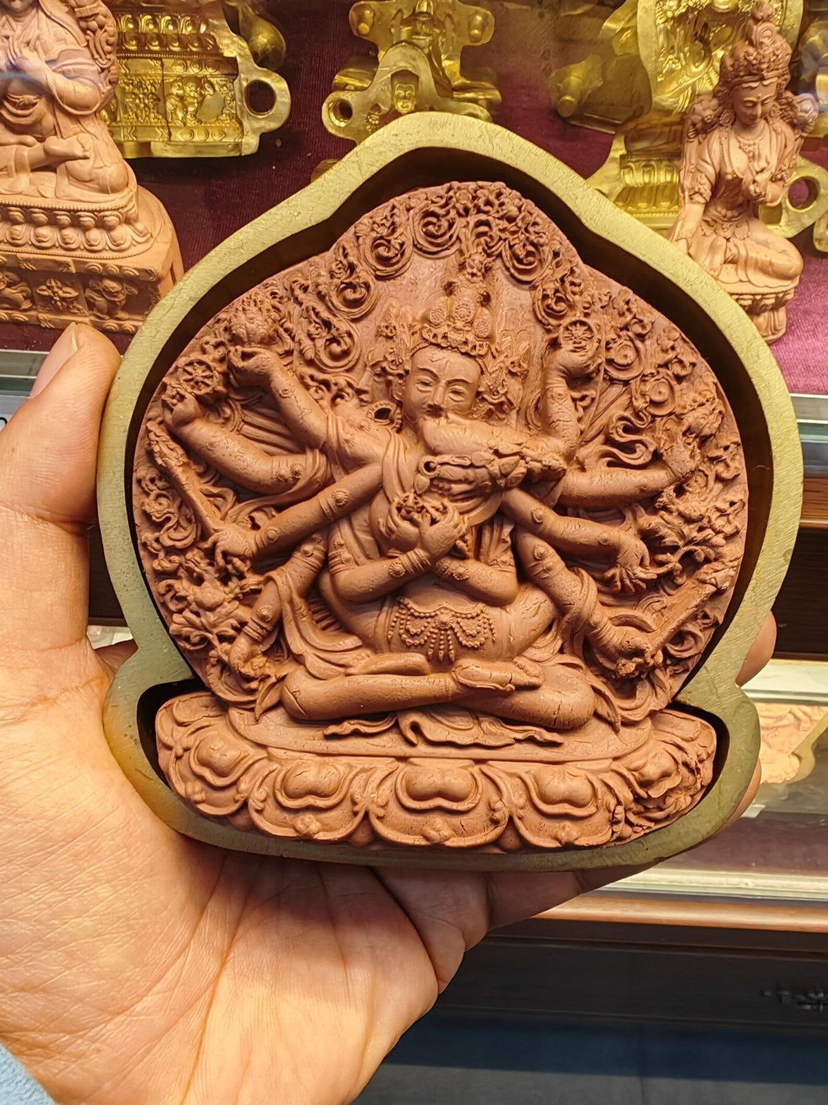 Guhyasamaja vajra Tsa Tsa Mold-11cm - Tibetan tsa tsa mold, detailed view