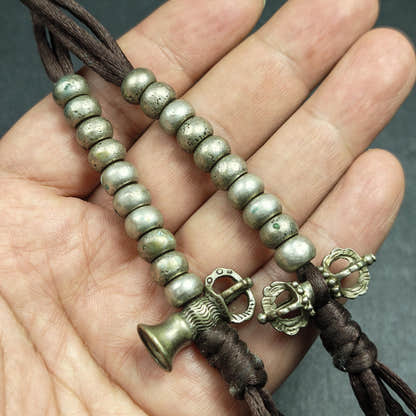 Tibetan Mala Counters Sterling Silver - Tibetan Buddhist mala beads, view 6