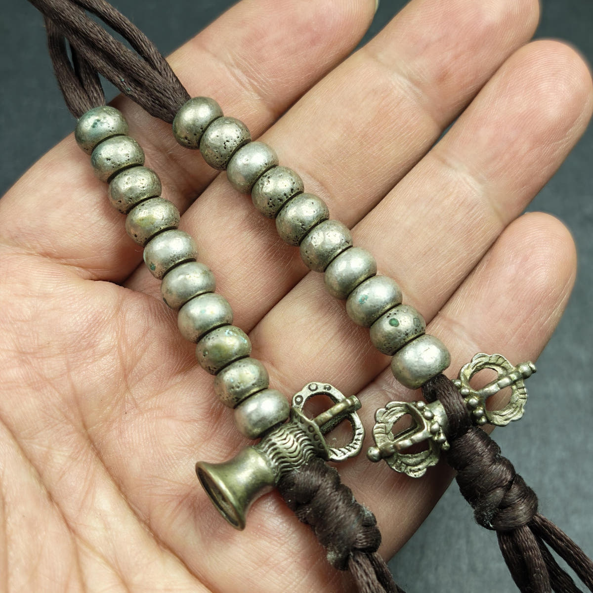 Tibetan Mala Counters Sterling Silver - Tibetan Buddhist mala beads, view 6