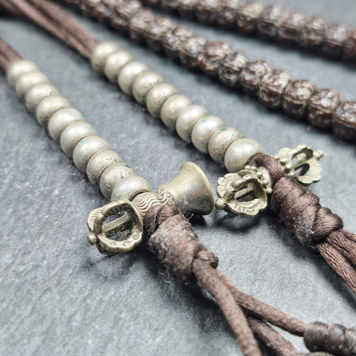 Tibetan Mala Counters Sterling Silver - Tibetan Buddhist mala beads, view 4