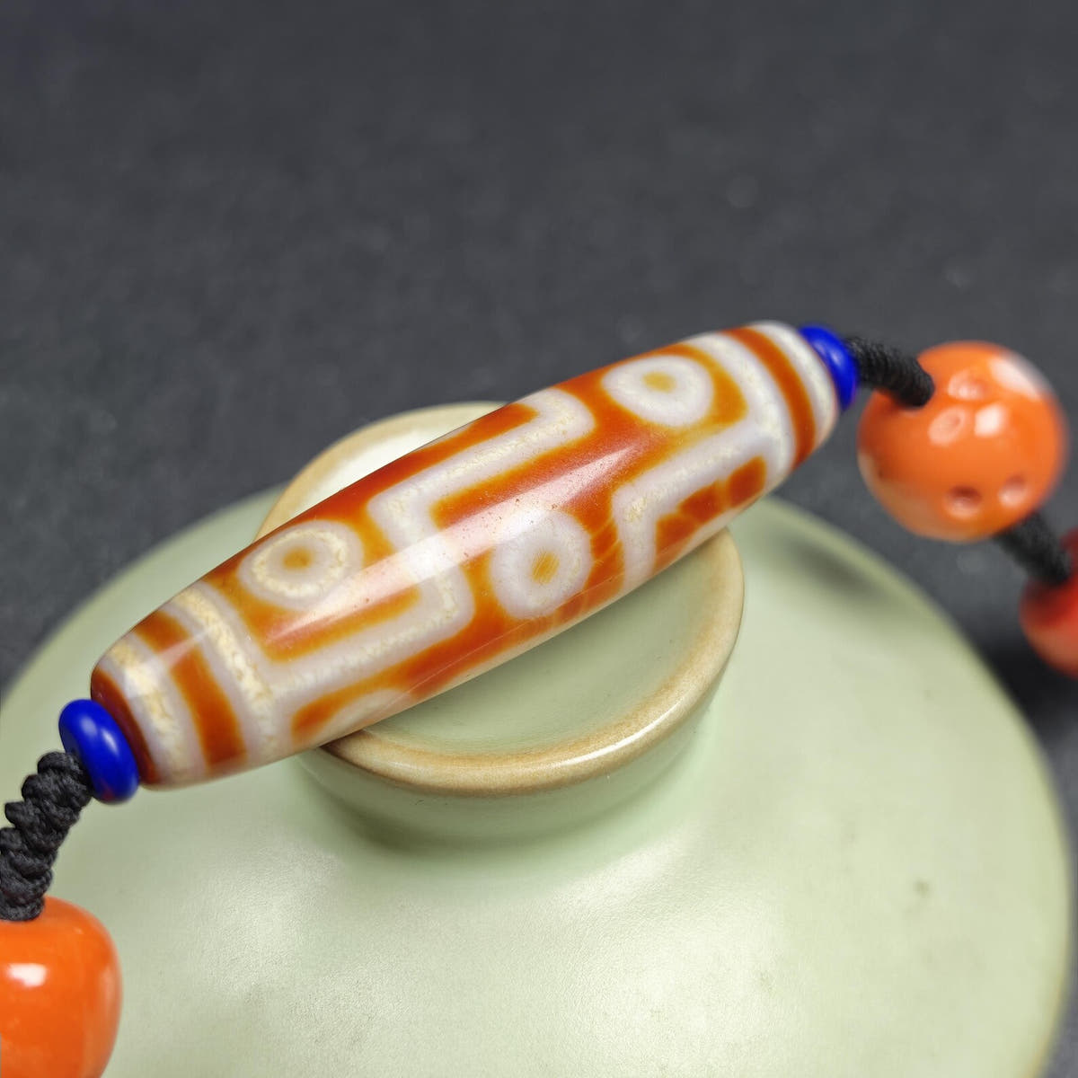 Vintage Tibetan 9 Eye Dzi Bead Necklace - Tibetan Buddhist bead necklace, view 11