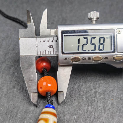 Vintage Tibetan 9 Eye Dzi Bead Necklace - Tibetan Buddhist bead necklace, size reference