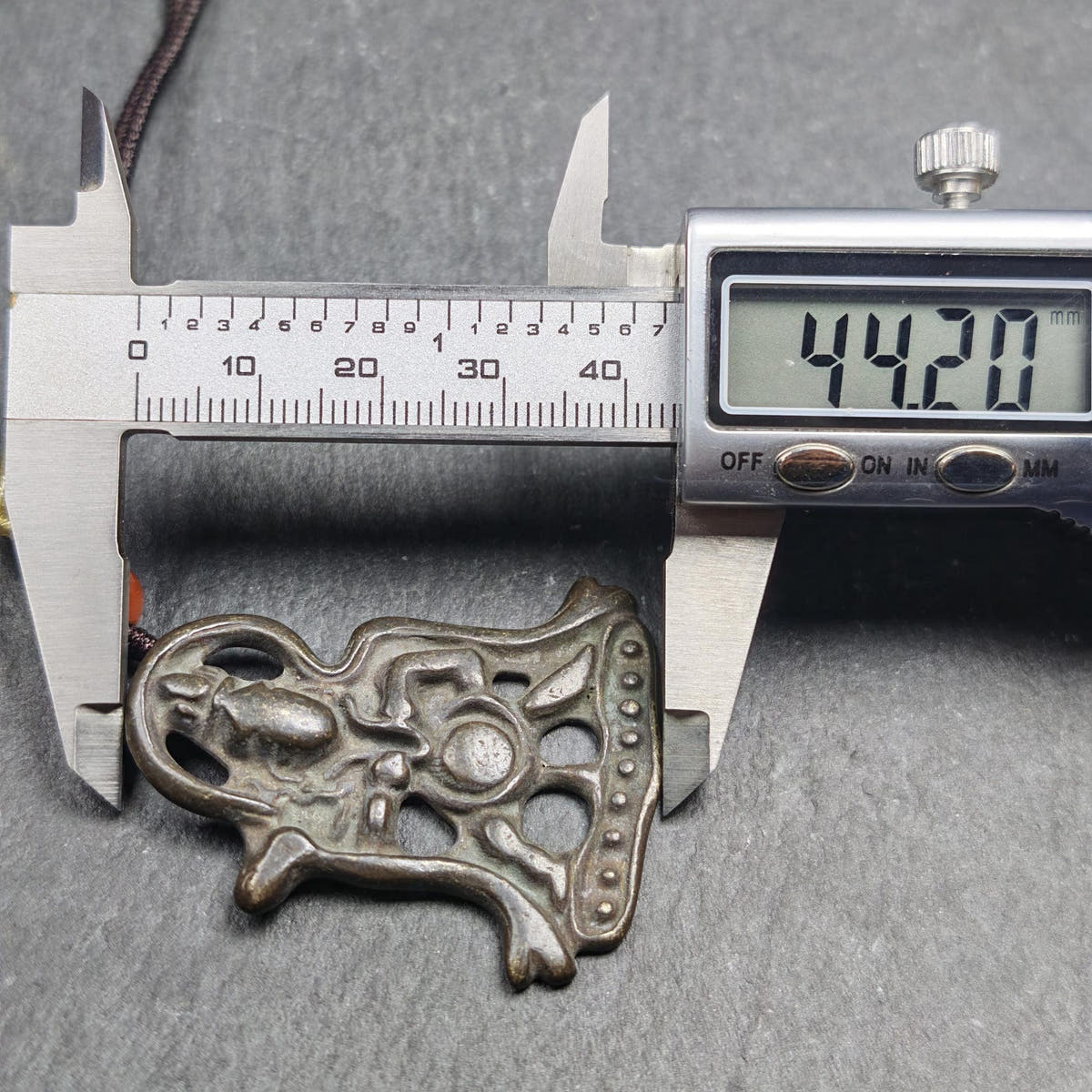Vajrapani Amulet Pendant - Tibetan Buddhist amulet, size reference