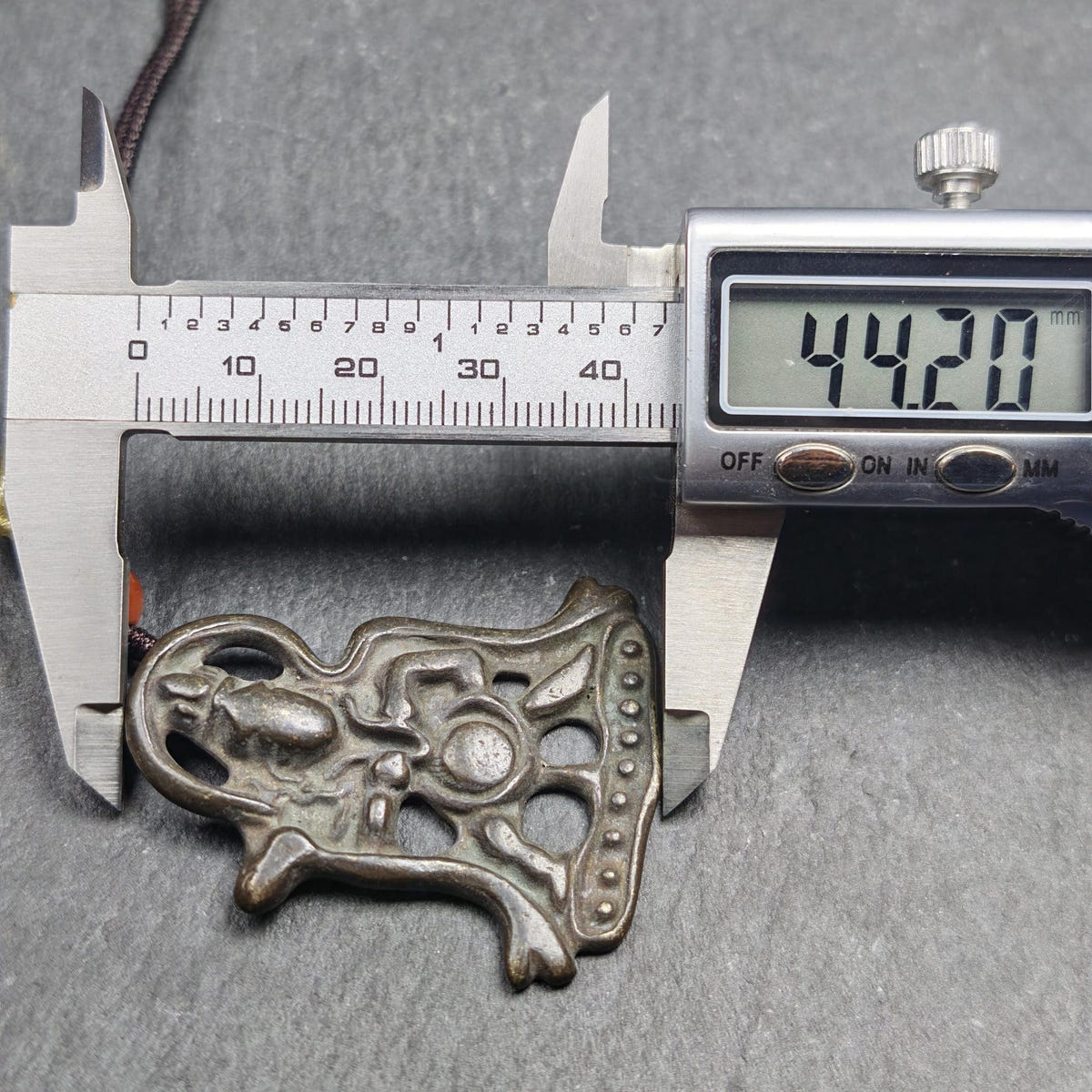 Vajrapani Amulet Pendant - Tibetan Buddhist amulet, size reference