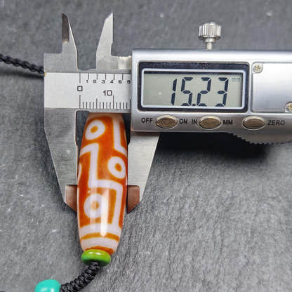 Fire Agate 9 Eyes Dzi Bead Necklace - Tibetan Buddhist bead necklace, view 13