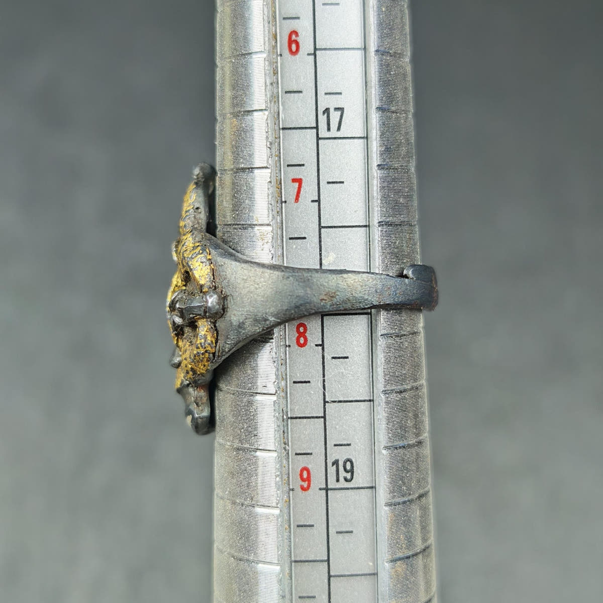 Tibetan Buddhist Vajra Bell Ring,Made of Pure Gold Filled and Silver Filled - Tibetan Buddhist vajra, size reference