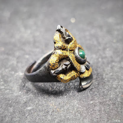 Tibetan Buddhist Vajra Bell Ring,Made of Pure Gold Filled and Silver Filled - Tibetan Buddhist vajra, view 7