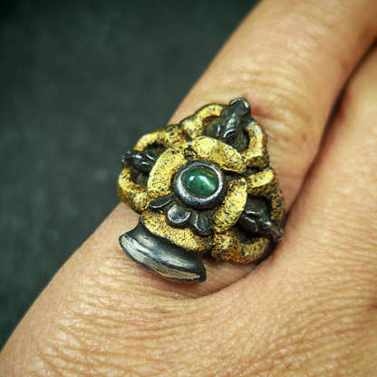 Tibetan Buddhist Vajra Bell Ring,Made of Pure Gold Filled and Silver Filled - Tibetan Buddhist vajra, view 10