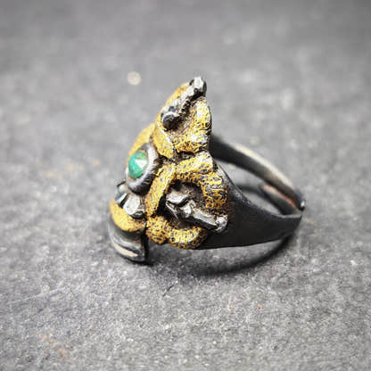 Tibetan Buddhist Vajra Bell Ring,Made of Pure Gold Filled and Silver Filled - Tibetan Buddhist vajra, view 8