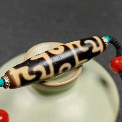 Guru Rinpoche Three Realms 3 Eyes Dzi Bead,50 - Tibetan Buddhist bead necklace, view 8