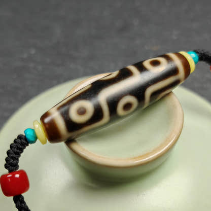 Vintage 9 Eyes Dzi Bead Necklace Tibetan Jewelry 41*11mm - Tibetan Buddhist bead necklace, view 6