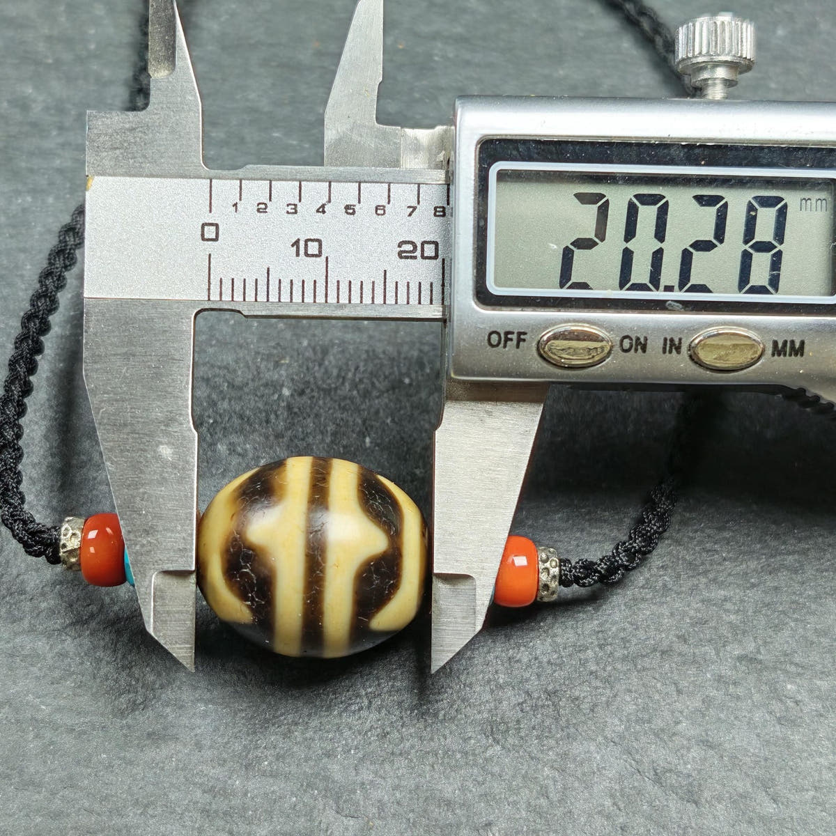 Tiger Tooth Dzi Bead Collarbone Pendant Necklace 20*18mm - Tibetan Buddhist bead necklace, view 10