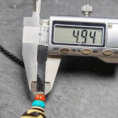 Tiger Tooth Dzi Bead Collarbone Pendant Necklace 20*18mm - Tibetan Buddhist bead necklace, size reference