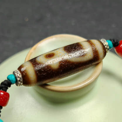 Vintage Benefactor Dzi Bead Necklace - Tibetan Buddhist bead necklace, view 9