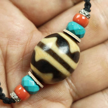 Tiger Tooth Dzi Bead Collarbone Pendant Necklace 20*18mm - Tibetan Buddhist bead necklace, view 6