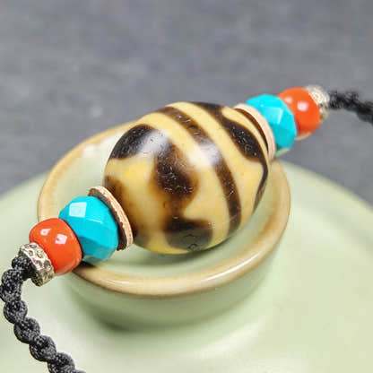 Tiger Tooth Dzi Bead Collarbone Pendant Necklace 20*18mm - Tibetan Buddhist bead necklace, view 9