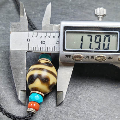 Tiger Tooth Dzi Bead Collarbone Pendant Necklace 20*18mm - Tibetan Buddhist bead necklace, view 11