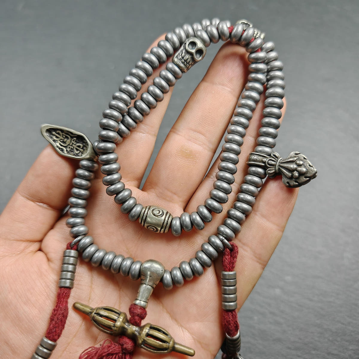 Tibetan Cold Iron Mala - Tibetan Buddhist mala beads, view 4