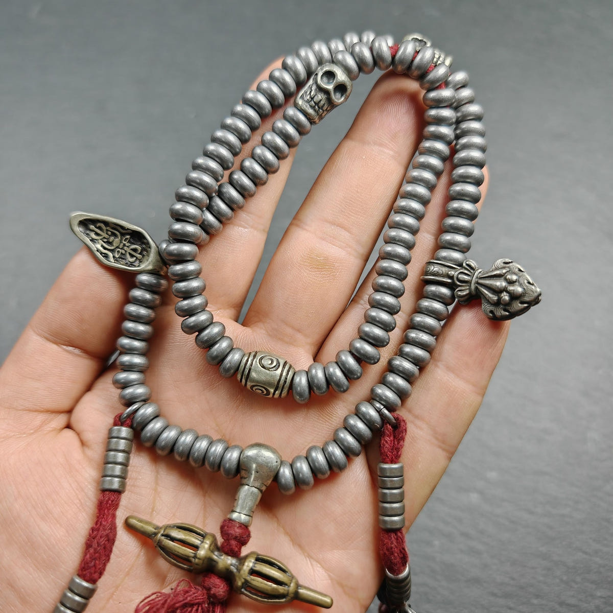 Tibetan Cold Iron Mala - Tibetan Buddhist mala beads, view 4