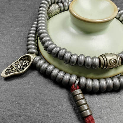 Tibetan Cold Iron Mala - Tibetan Buddhist mala beads, view 6