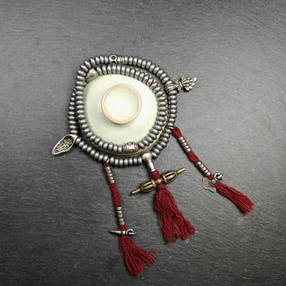 Tibetan Cold Iron Mala - Tibetan Buddhist mala beads, view 5
