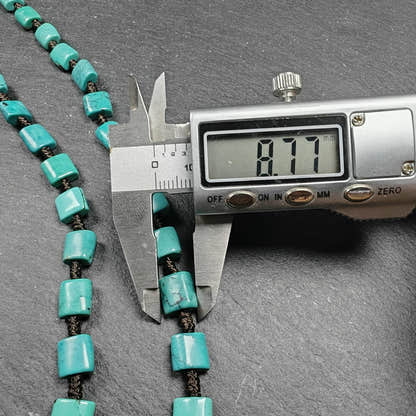 Turquoise Beads Necklace for Woman - 33cm Length - Tibetan Buddhist mala beads, size reference