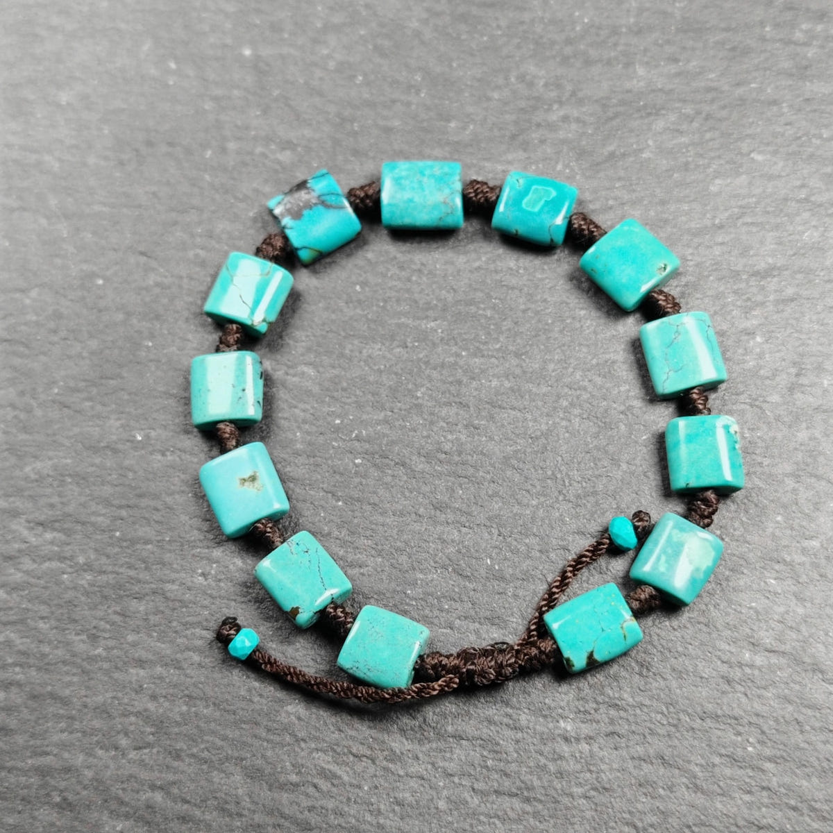 Tibetan Turquoise Beads Bracelet - 42cm Length - Tibetan Buddhist art, front view