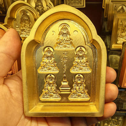 Bordered 5 Ksitigarbha Tsa Tsa Mold - Tibetan tsa tsa mold, detailed view