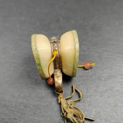 Portable Tibetan Chöd - Old Damaru Drum - Tibetan Buddhist art, view 5
