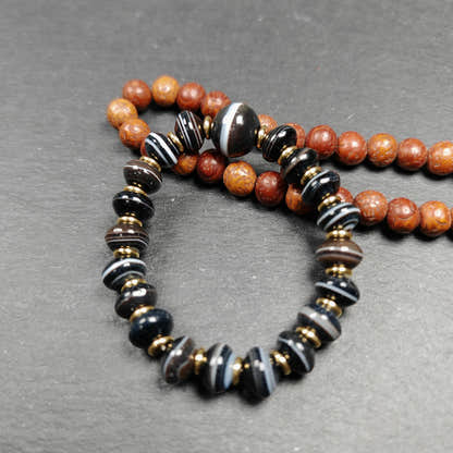 Tibetan Dzi Wrist Mala Medicine Buddha Bracelet - Decades Old - Tibetan Buddhist mala beads, view 6