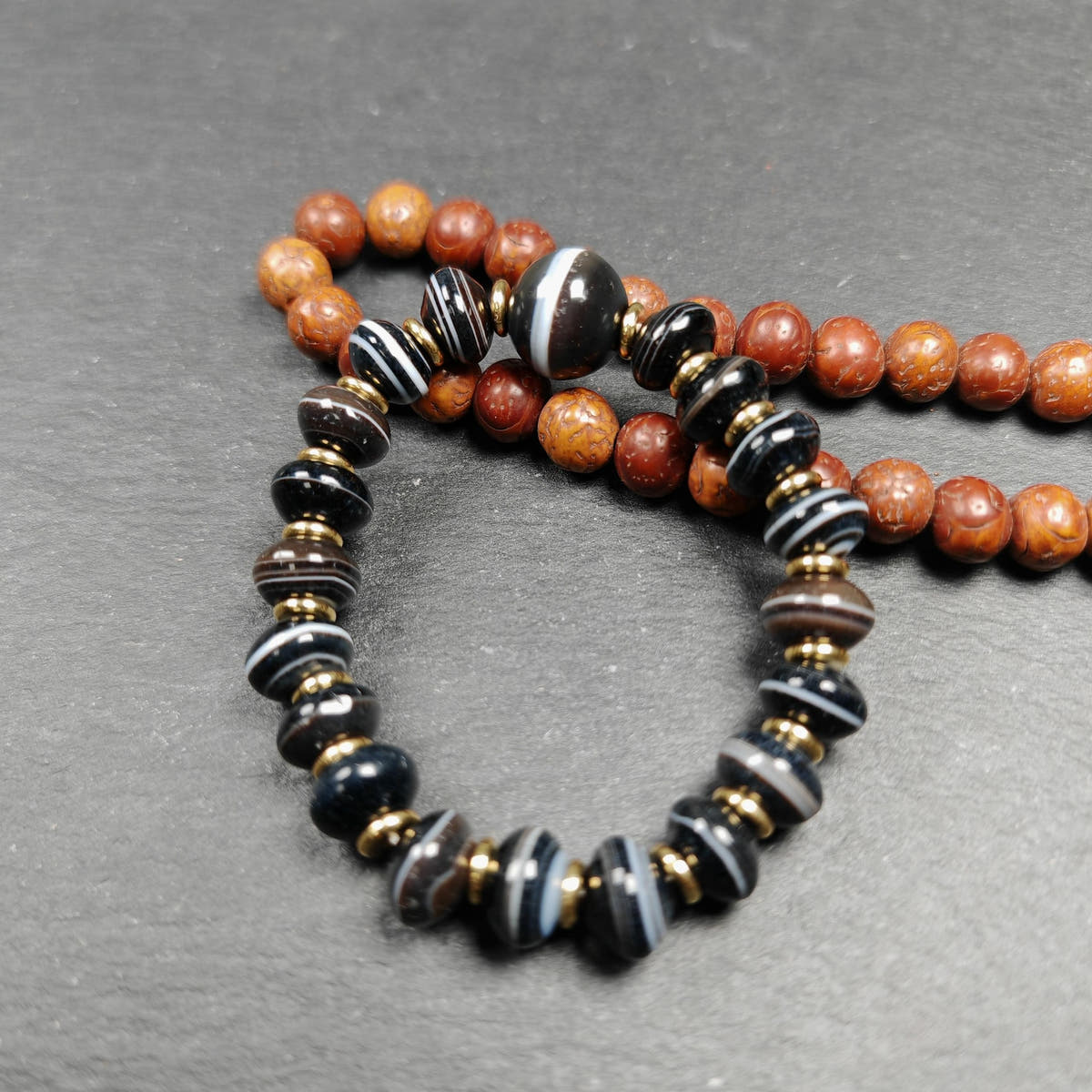 Tibetan Dzi Wrist Mala Medicine Buddha Bracelet - Decades Old - Tibetan Buddhist mala beads, view 6
