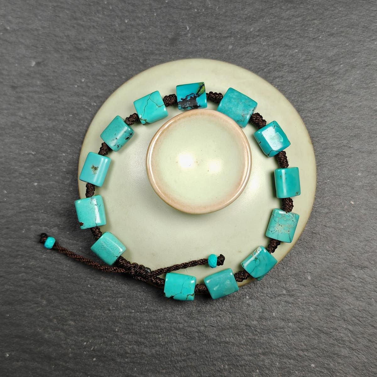 Tibetan Turquoise Beads Bracelet - 42cm Length - Tibetan Buddhist art, view 6