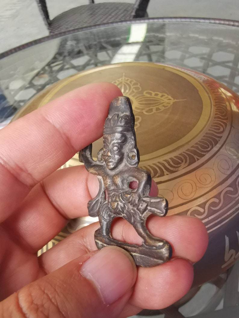Buddhist Protective Pendant,Wrathful Vajrapani Amulet Badge,Made of Thokcha,100  - Tibetan Buddhist amulet, view 4
